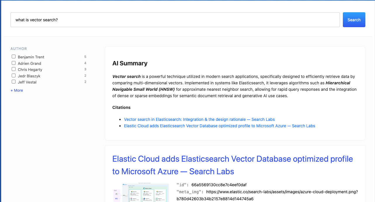 Adding AI summaries to your site with Elastic